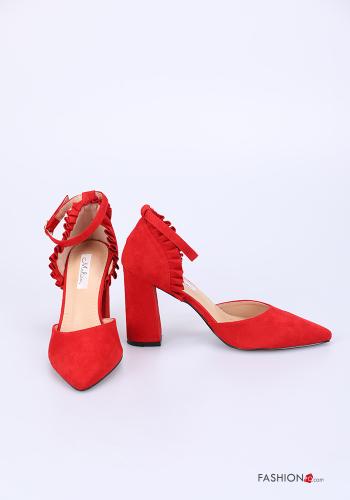 Chaussures à talons Suède ajustable à volants avec sangle - ph 3