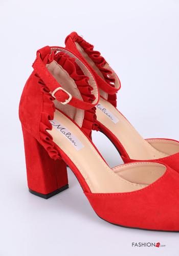Chaussures à talons Suède ajustable à volants avec sangle - ph 4