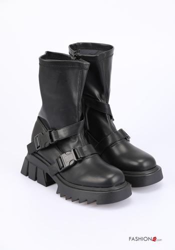 Bottines faux cuir avec fermeture éclair avec sangle - ph 1