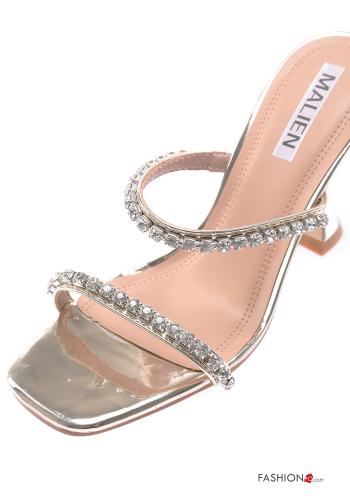 Zapatos de tacón alto imitación de cuero punta abierta con brillantes - ph 3