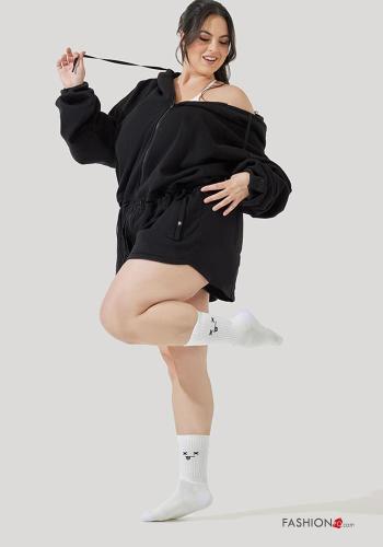 Traje de deporte de Algodón ajustable POPFLEX con cremallera con capucha con bolsillos con elástico con cordón