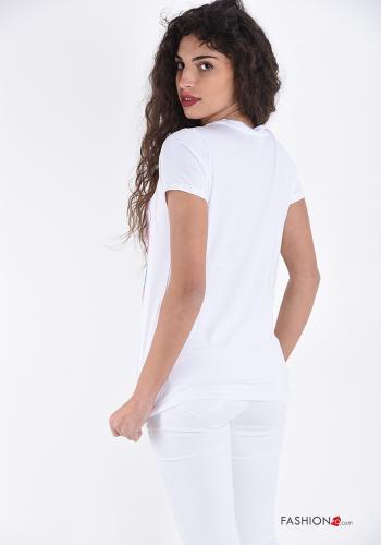 Patterned Cotton T-shirt with rhinestones - ph 2