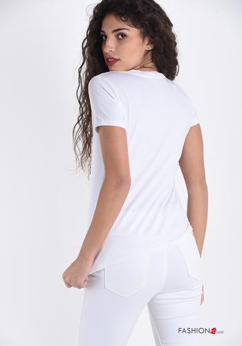 T-shirt aus Baumwolle  mit Strasssteinen Bedrucktes Muster - ph 2