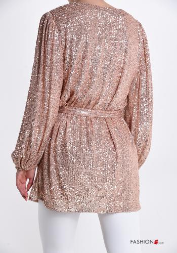 Veste  avec ceinture avec strass avec des paillettes - ph 2