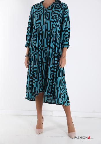 Vestido Estampado Geométrico con volantes con botones - ph 1