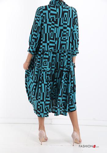 Vestido Estampado Geométrico con volantes con botones - ph 2