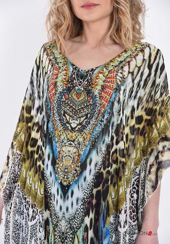 Strandkleid  V-Ausschnitt Mix Muster - ph 4