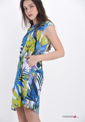 Dress in Linen  with pockets Floral print - ph 3