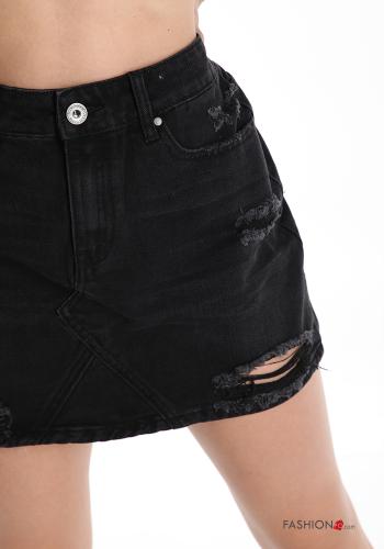 Mini skirt in Cotton  with pockets denim - ph 4