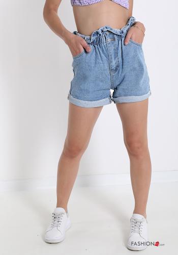 Shorts in Cotton  with buttons denim with pockets - ph 1