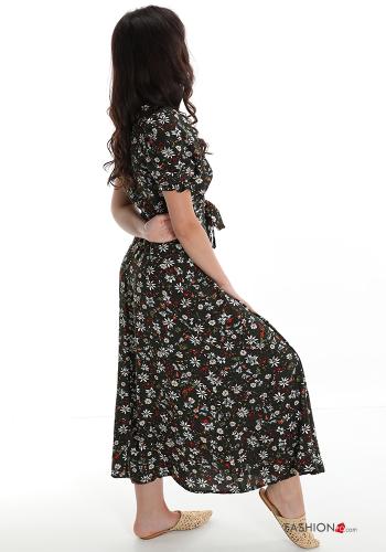 Robe  avec ceinture encolure en V Imprimé floral - ph 3
