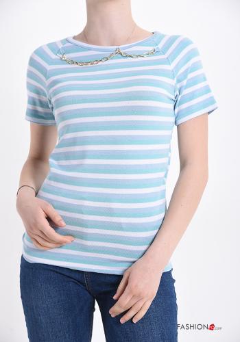 Striped T-shirt with chain