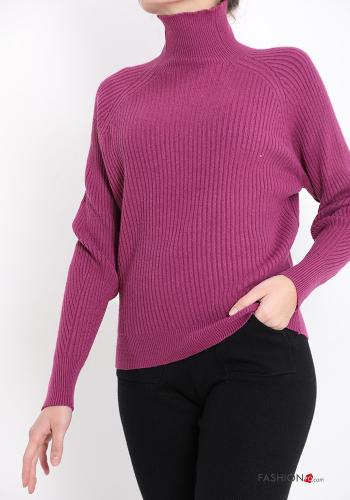 Gerippte Strickpullover Rollkragen-