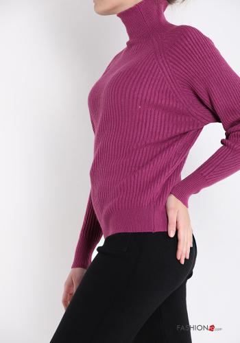 Maglione costine a collo alto - ph 3