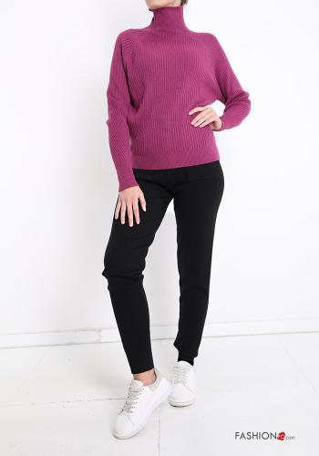 Maglione costine a collo alto - ph 5