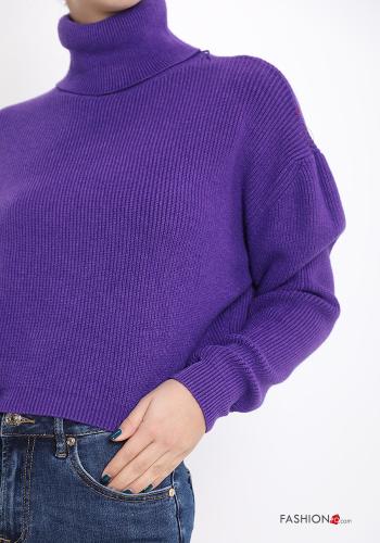 Maglione costine corto a collo alto - ph 4