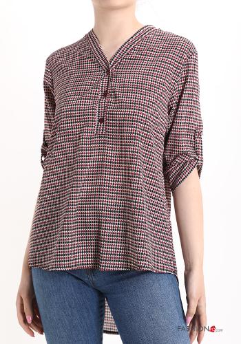 Blusa escote v Estampado pata de gallo con botones - ph 1