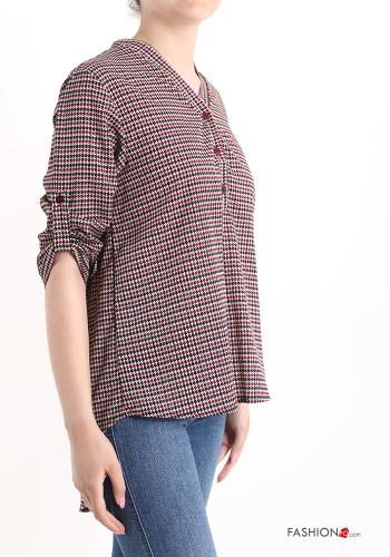 Blusa escote v Estampado pata de gallo con botones - ph 3
