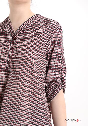 Blusa escote v Estampado pata de gallo con botones - ph 4