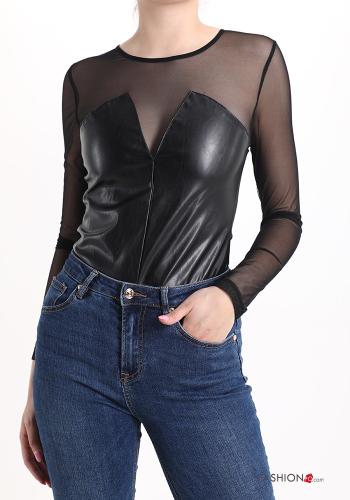 Body ecopelle tulle con zip - ph 1