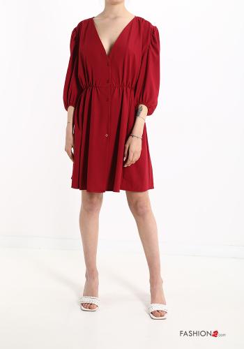 knielanger Blusenkleid mit V-Ausschnitt 3/4 ärmel - ph 1