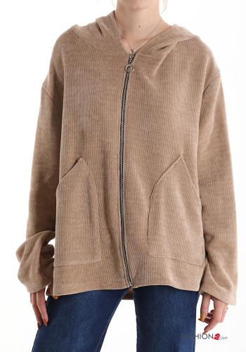 Felpa con zip con tasche con cappuccio - ph 1