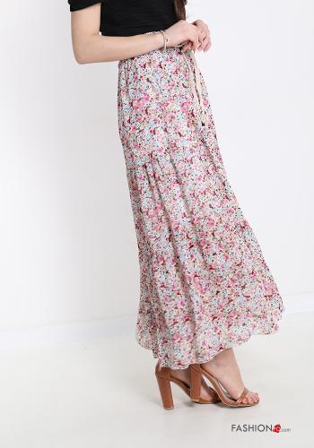 Gonna  con balze con cintura longuette Fantasia floreale - ph 3