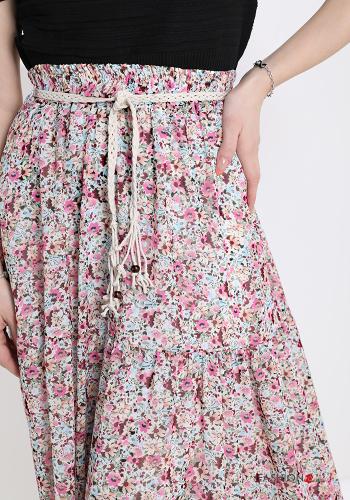 Gonna  con balze con cintura longuette Fantasia floreale - ph 4