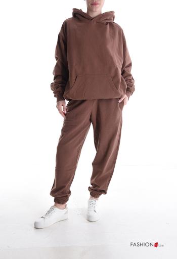 Traje de deporte con elástico con capucha con bolsillos con cinturón de cuerda