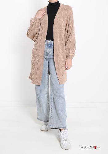 puff sleeve Cardigan with pockets