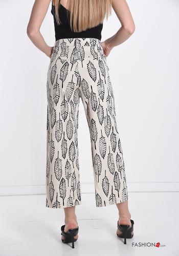 Nature-print Cotton Trousers with pockets - ph 2
