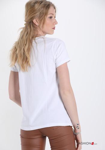 Patterned Cotton T-shirt with rhinestones - ph 2