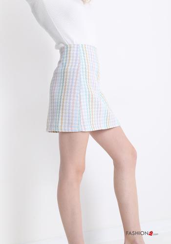 Mini skirt in Cotton  with zip Vichy checked print - ph 3