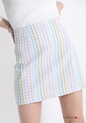 Mini skirt in Cotton  with zip Vichy checked print - ph 4