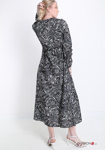 Dress  v-neck Optical print - ph 2