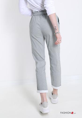 Trousers  with belt with pockets Houndstooth print - ph 2
