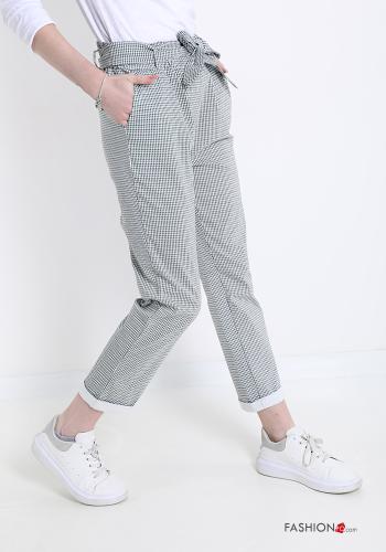 Trousers  with belt with pockets Houndstooth print - ph 3