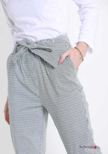 Trousers  with belt with pockets Houndstooth print - ph 4