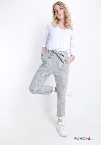 Trousers  with belt with pockets Houndstooth print - ph 5