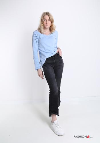Jeans in Cotton  with pockets with fringes - ph 5