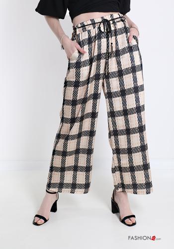 Trousers  with belt with pockets Vichy checked print - ph 1
