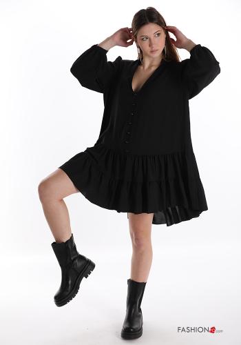 Dress  with flounces with buttons v-neck - ph 1