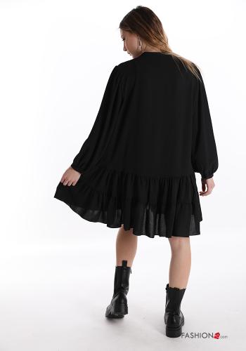 Dress  with flounces with buttons v-neck - ph 2