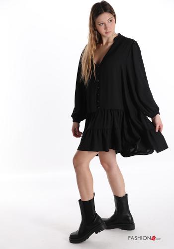 Dress  with flounces with buttons v-neck - ph 3