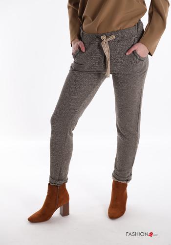 Trousers in Cotton  with pockets with ribbon lurex - ph 1