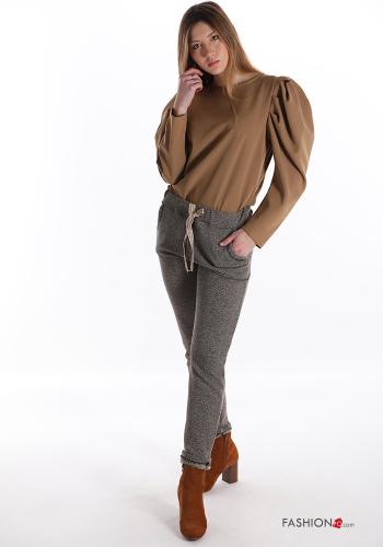 Trousers in Cotton  with pockets with ribbon lurex - ph 5