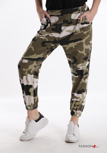 Pantalónes de Algodón  con bolsillos Estampado camuflaje - ph 1
