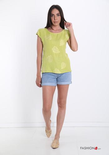 T-shirt in Linen Embroidered pattern - ph 5