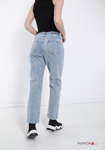 Cotton Jeans with pockets with fringes - ph 2