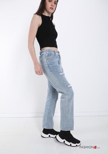 Cotton Jeans with pockets with fringes - ph 3